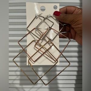 Three earring set in silver, rose gold and gold NWT